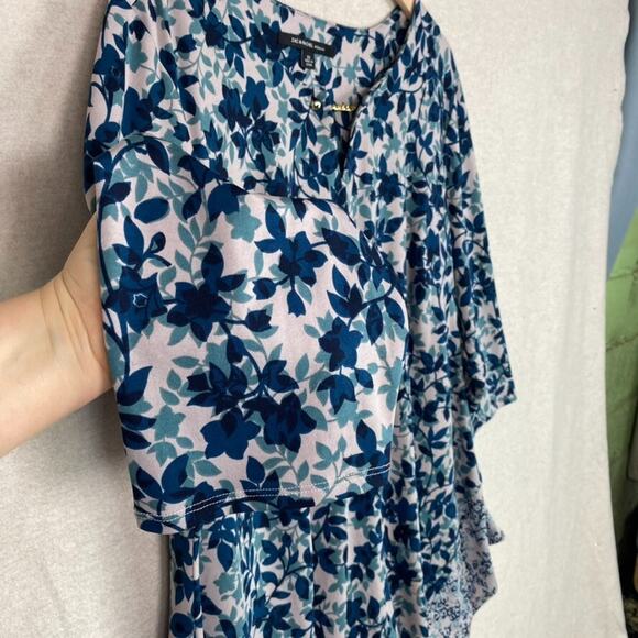 Zac & Rachel Womens Floral Top Size 2X Sharkbite Hem Fairy Stretch Office Career - Picture 3 of 11